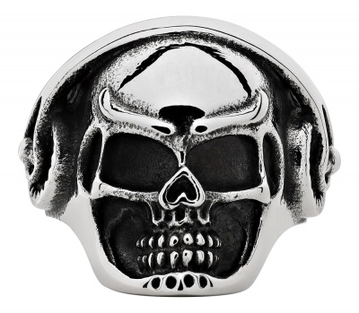 GR220119350 Zippo. Кольцо ZIPPO, серебристое, в форме черепа, нержавеющая сталь, 2,5x2,6x0,6 см,  диаметр 19,7 мм
