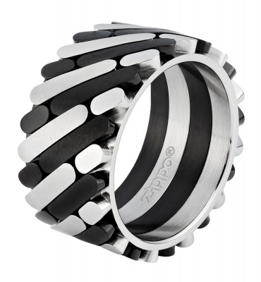 GR220119388 Zippo. Кольцо ZIPPO, серебристо-чёрное, нержавеющая сталь, 1,2x0,25 см, диаметр 20,4 мм