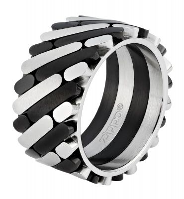 GR220119390 Zippo. Кольцо ZIPPO, серебристо-чёрное, нержавеющая сталь, 1,2x0,25 см, диаметр 21,7 мм