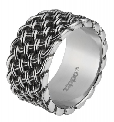 GR220119372 Zippo. Кольцо ZIPPO, серебристое, с плетёным орнаментом, нержавеющая сталь, диаметр 20,4 мм
