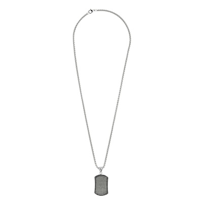 GR220119319 Zippo. Подвеска ZIPPO Black Crystal Pendant Necklace, серебристо-чёрная, с цепочкой 60 см, сталь, 35 мм