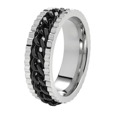 GR220119322 Zippo. Кольцо ZIPPO Link Chain Ring, серебристо-чёрное, с цепочным орнаментом, сталь, диаметр 19,7 мм