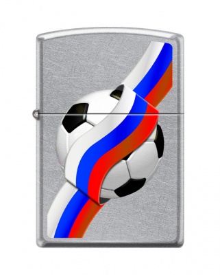 GR220119191 Zippo Классическая. Зажигалка ZIPPO Российский футбол с покрытием Street Chrome™, латунь/сталь, серебристая, 36x12x56 мм