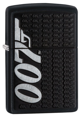 GR220119136 Zippo Классическая. Зажигалка ZIPPO James Bond 007™ с покрытием Black Matte, латунь/сталь, чёрная, матовая, 38x13x57 мм