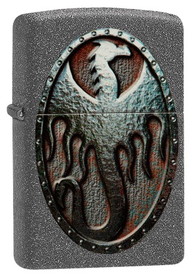 GR220119166 Zippo Классическая. Зажигалка ZIPPO Metal Dragon Shield Design с покрытием Iron Stone™, латунь/сталь, серая, 38x13x57 мм