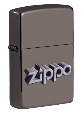 GR220119064 Zippo Классическая. Зажигалка ZIPPO Zippo Design с покрытием Black Ice®, латунь/сталь, чёрная, глянцевая, 38x13x57 мм