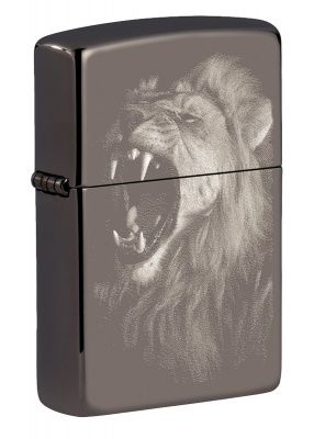 GR220119067 Zippo Классическая. Зажигалка ZIPPO Lion Design с покрытием Black Ice®, латунь/сталь, чёрная, глянцевая, 38x13x57 мм