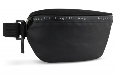 BG22121311 Bugatti BLANC DELIGHT. Сумка на пояс BUGATTI Blanc Delight, чёрная, нейлон RPET600D/тарпаулин/полиэстер, 24х11х12,5 см, 2 л