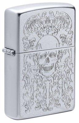 GR220119055 Zippo Классическая. Зажигалка ZIPPO Skull Design с покрытием Satin Chrome, латунь/сталь, серебристая, 38x13x57 мм