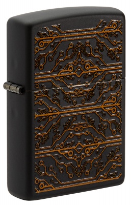 GR220119052 Zippo Классическая. Зажигалка ZIPPO Circuit Pattern с покрытием Black Matte, латунь/сталь, чёрная, матовая, 38x13x57 мм