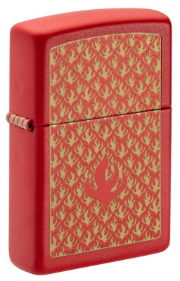 GR220119054 Zippo Классическая. Зажигалка ZIPPO Flame Pattern с покрытием Red Matte, латунь/сталь, красная, матовая, 38x13x57 мм