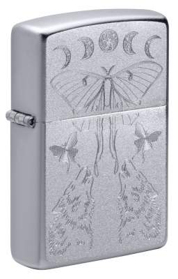 GR220119060 Zippo Классическая. Зажигалка ZIPPO Butterfly and Wolf с покрытием Satin Chrome, латунь/сталь, серебристая, 38x13x57 мм