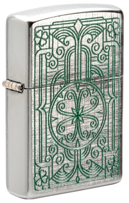 GR220119062 Zippo Классическая. Зажигалка ZIPPO Luck Design с покрытием Brushed Chrome, латунь/сталь, серебристая, 38x13x57 мм