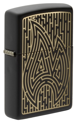 GR220119059 Zippo Классическая. Зажигалка ZIPPO Zippo Maze с покрытием Black Matte, латунь/сталь, чёрная, матовая, 38x13x57 мм
