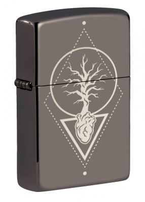 GR220119093 Zippo. Зажигалка ZIPPO Heart of Tree с покрытием Black Ice®, латунь/сталь, чёрная, глянцевая, 38x13x57 мм