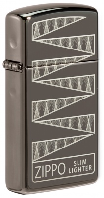 GR220119102 Zippo. Зажигалка 65th Anniversary Zippo Slim® с покрытием Black Ice®, латунь/сталь, чёрная, 29x10x60 мм