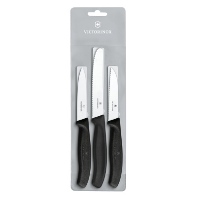 VX20051232 Victorinox SwissClassic. Набор из 3 ножей VICTORINOX Swiss Classic: 2 ножа для овощей 8 см, столовый нож 11 см, чёрная ручка