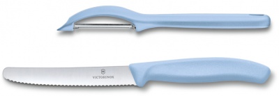 GR21091939 Victorinox SwissClassic. Набор из 2 ножей VICTORINOX Swiss Classic: нож для овощей и столовый нож 11 см, голубая рукоять