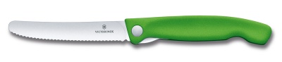 GR2109199 Victorinox. Нож для овощей VICTORINOX SwissClassic, складной, лезвие 11 см с волнистой кромкой, зелёный