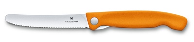 GR21091910 Victorinox. Нож для овощей VICTORINOX SwissClassic, складной, лезвие 11 см с волнистой кромкой, оранжевый