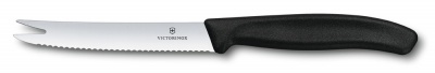VX20051222 Victorinox SwissClassic. Нож для сыра и колбасы VICTORINOX SwissClassic, лезвие 11 см с волнистой заточкой, чёрный