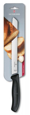 GR171113990 Victorinox SwissClassic. Нож для хлеба VICTORINOX SwissClassic, лезвие 21 см с волнистой кромкой, чёрный, в блистере