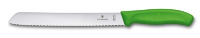 GS1840611117 Victorinox SwissClassic. Нож для хлеба VICTORINOX SwissClassic, лезвие 21 см с волнистой кромкой, зелёный, в блистере