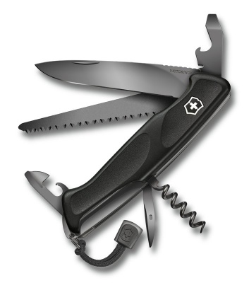 GR210514001 Victorinox Ranger. Нож перочинный VICTORINOX RangerGrip 55 Onyx Black, 130 мм, 12 функций, с фиксатором лезвия, чёрный