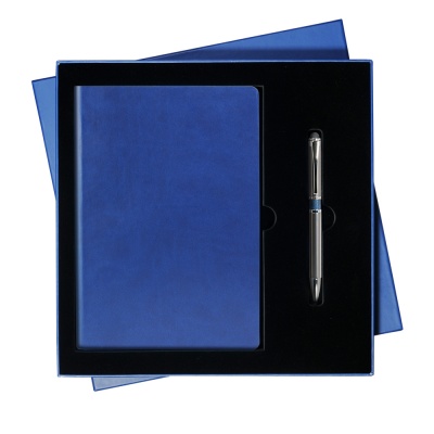 PB22033072 Portobello. Подарочный набор Portobello/Sky синий-серый (Ежедневник недат А5, Ручка),черный ложемент