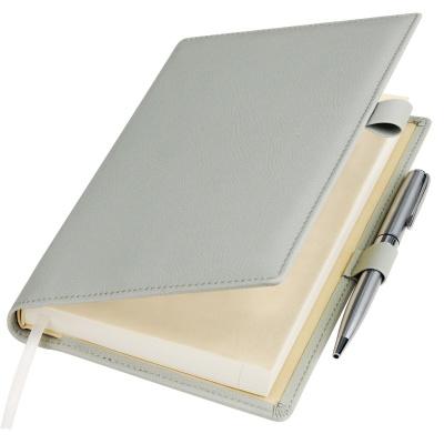 PB220330650 Portobello Clip. Ежедневник-портфолио Clip, серый, обложка soft touch, недатированный кремовый блок, подарочная коробка, в комплекте ручка Tesoro серебро