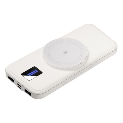 PB240904173 Portobello Ultra Magnetic. Внешний аккумулятор с подсветкой и беспроводной зарядкой Ultra Wireless Magnetic 10000 mAh, белый