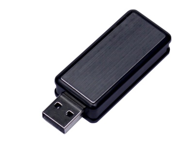 OA2102093247 USB-флешка промо на 64 ГБ прямоугольной формы, выдвижной механизм, черный