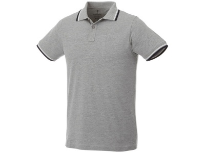 OA2003026293 Elevate. Мужская футболка поло Fairfield с коротким рукавом с проклейкой, серый меланж/темно-синий/белый