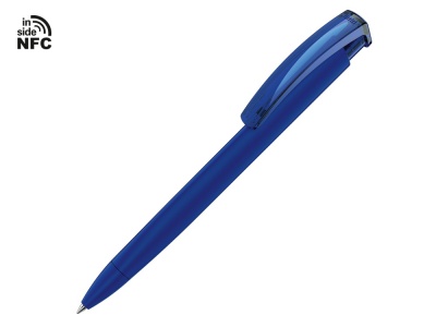 OA2102095916 Uma. Ручка пластиковая шариковая трехгранная Trinity K transparent Gum soft-touch с чипом передачи информации NFC, темно-синий