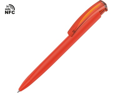OA2102095911 Uma. Ручка пластиковая шариковая трехгранная Trinity K transparent Gum soft-touch с чипом передачи информации NFC, оранжевый