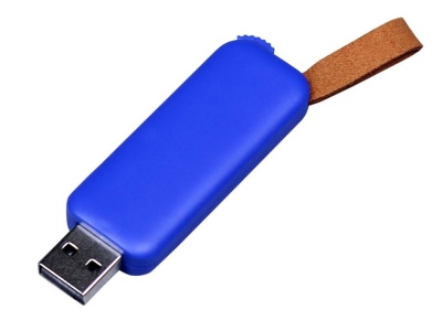 OA2102093360 USB-флешка промо на 64 ГБ прямоугольной формы, выдвижной механизм, синий
