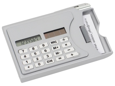 OA80O-WHT28 Визитница Бухгалтер с калькулятором и ручкой, серый