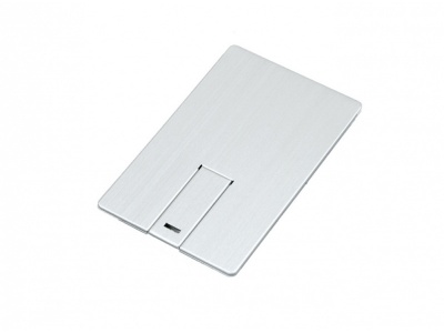 OA2102093216 USB-флешка на 32 Гб в виде металлической карты, с раскладным чипом, серебро