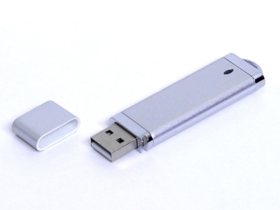 OA2102093092 USB-флешка промо на 128 Гб прямоугольной классической формы, серебро