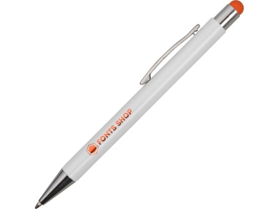 OA2003024520 Ручка металлическая шариковая Flowery со стилусом и цветным зеркальным слоем, белый/оранжевый