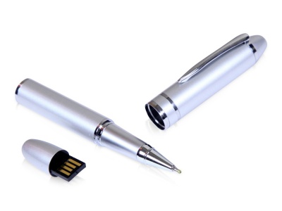 OA2102093604 USB-флешка на 32 Гб в виде ручки с мини чипом, серебро