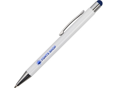 OA2003024522 Ручка металлическая шариковая Flowery со стилусом и цветным зеркальным слоем, белый/синий