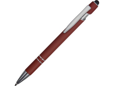 OA210209400 Ручка металлическая soft-touch шариковая со стилусом Sway, темно-красный/серебристый