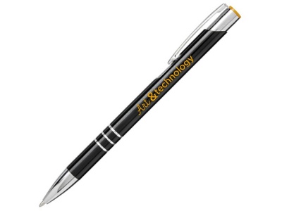 OA2003027734 Ручка металлическая шариковая Moneta с цветной кнопкой, черный/оранжевый