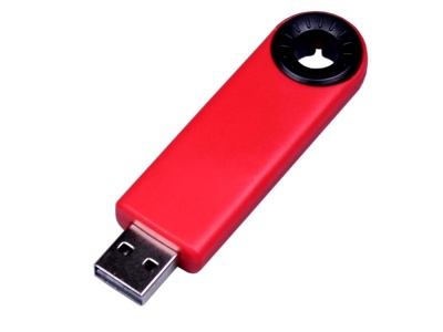 OA2102093302 USB-флешка промо на 32 Гб прямоугольной формы, выдвижной механизм, черный