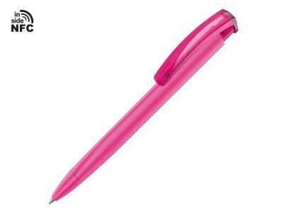 OA2102095914 Uma. Ручка пластиковая шариковая трехгранная Trinity K transparent Gum soft-touch с чипом передачи информации NFC, розовый