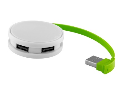OA170140895 USB Hub Round, на 4 порта, белый/лайм