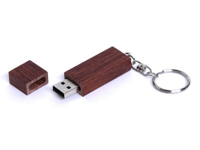 OA2102093167 USB-флешка на 64 Гб прямоугольная форма, колпачек с магнитом, коричневый