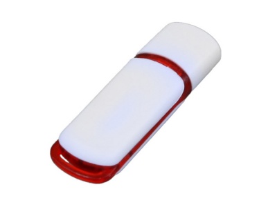 OA2003024962 Флешка промо прямоугольной классической формы с цветными вставками, 64 Гб, белый/красный
