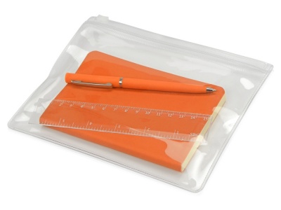 OA2102091146 Набор канцелярский Softy: блокнот, линейка, ручка, пенал, оранжевый